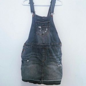 distressed overalls denim dress